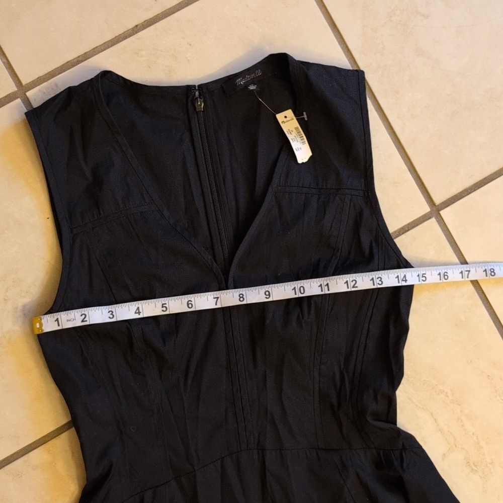 NWT Madewell Yana Dress V-Neck Circle Midi Jet Black Size 00 - Picture 8 of 16